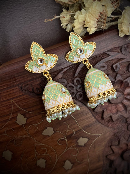 Meenakari Dual Shade Jaal Jhumka earrings DB-MK3300Z12