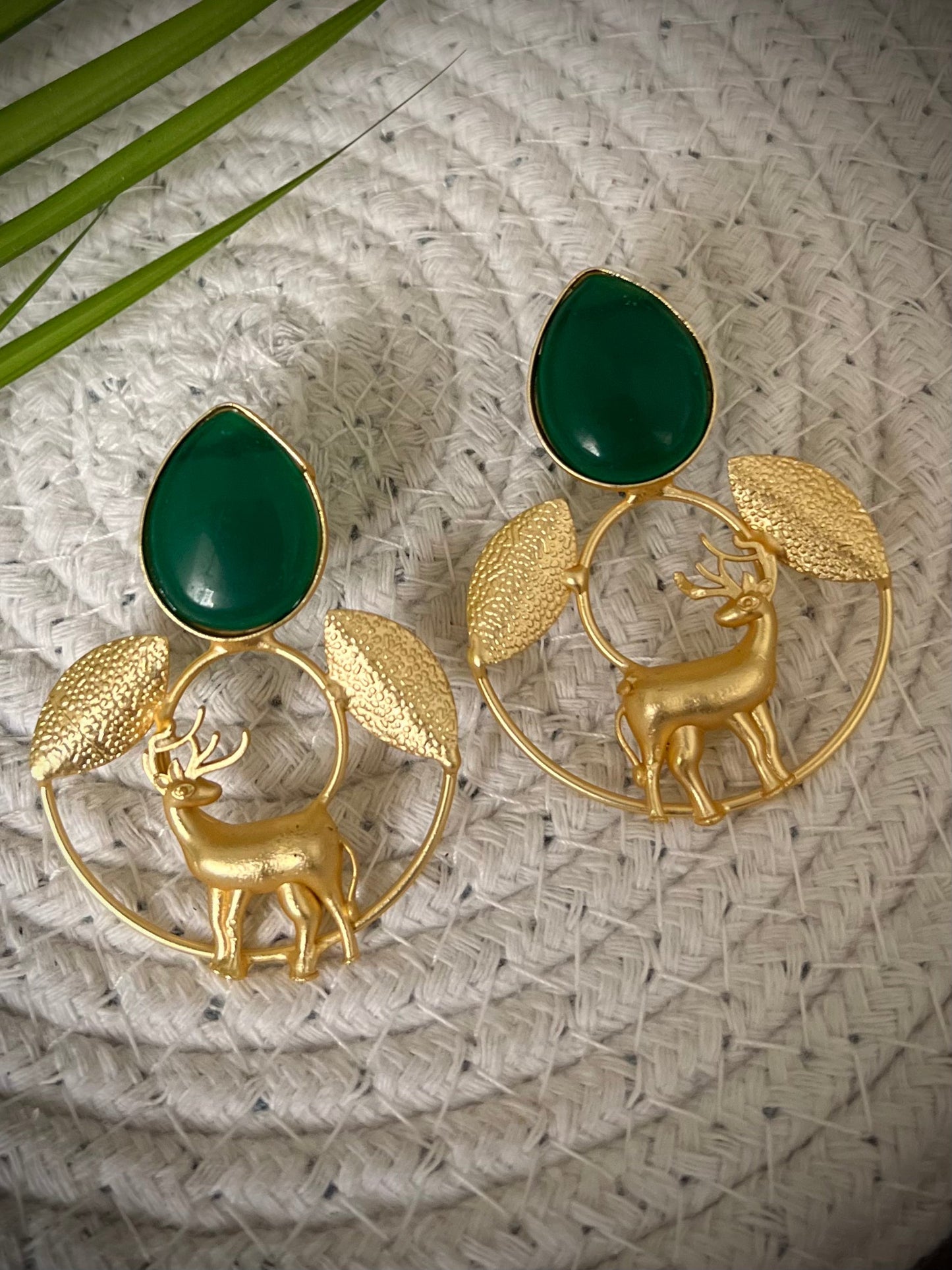 Hiran Brass earrings Green DB-BRS1300Z1