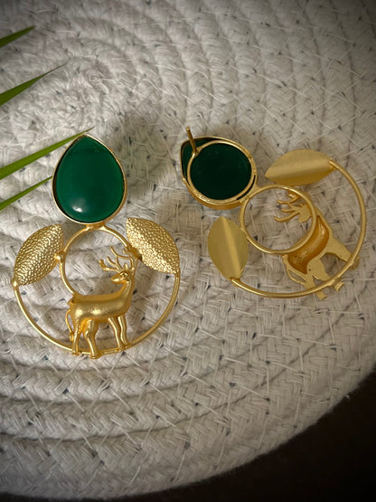 Hiran Brass earrings Green DB-BRS1300Z1