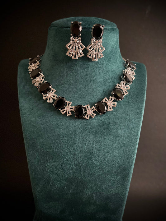 Classy Black AD necklace Set DB-AD12040Z