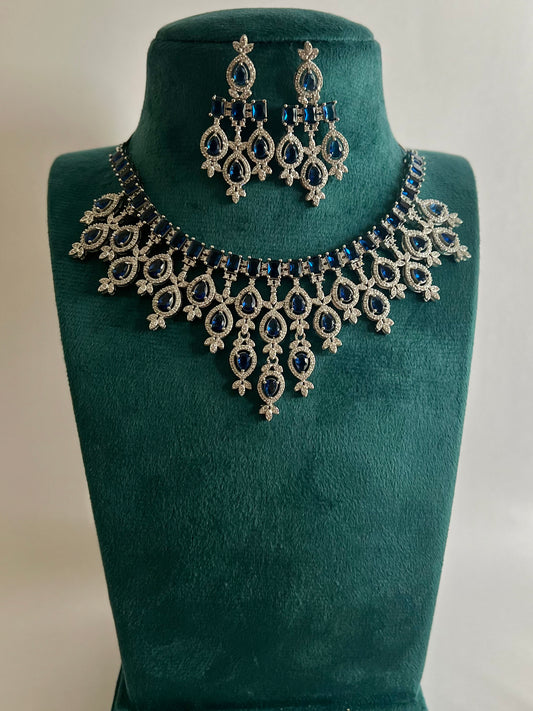 Ruhani Blue Sapphire AD necklace set DB-AD12200Z