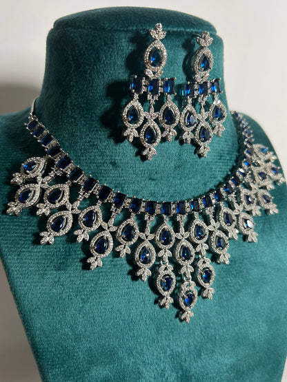 Ruhani Blue Sapphire AD necklace set DB-AD12200Z