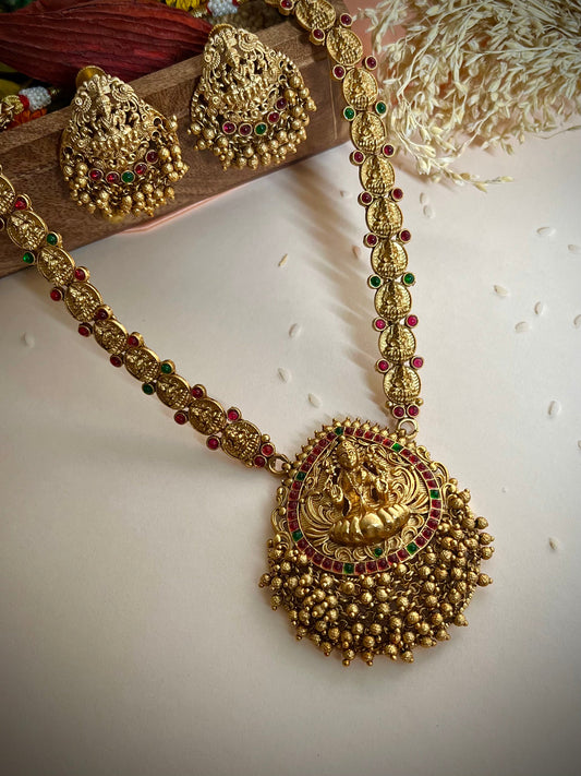 Antique Gold-Plated Studded Temple Jewellery Necklace Set DB-GP12460Z6