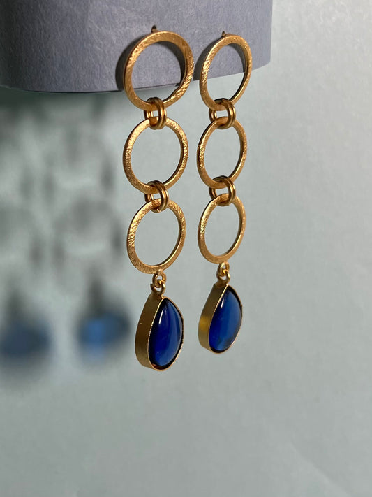 Trendy Gold Brass Dangler Earrings DB-BR1300Z