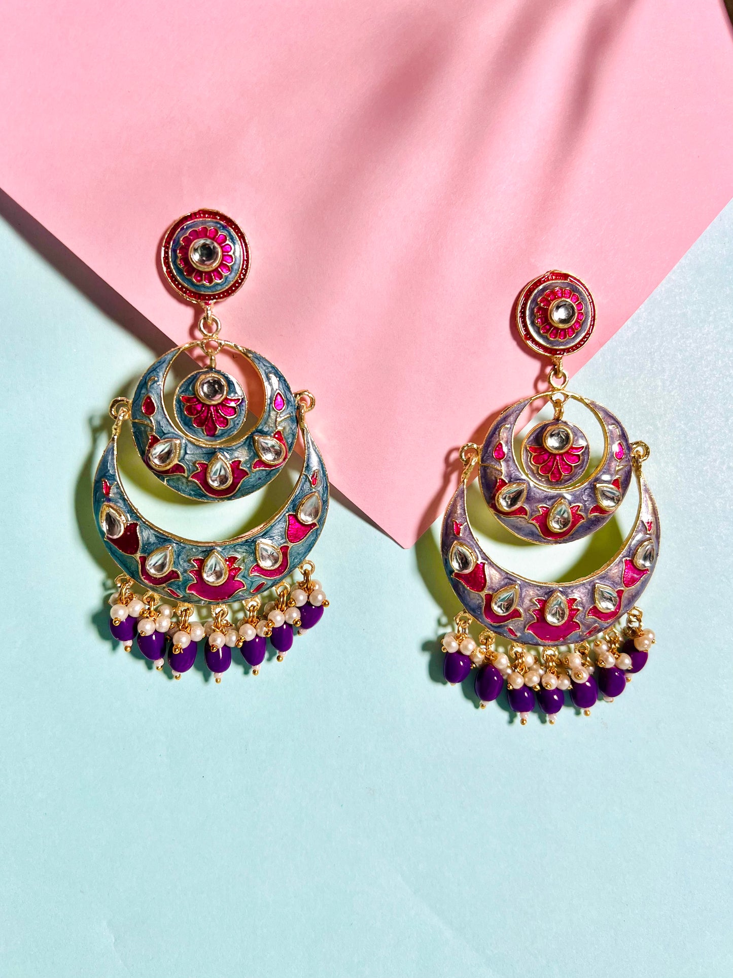 Ghazal Kundan Chandbali Purple Earring DB-ER1500Z