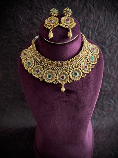 Gold Plated Designer Antique Necklace Set DB-GP16000Z