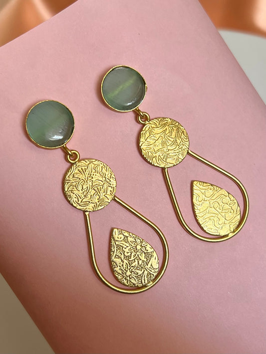 Trendy Golden Brass Earrings DB-BR1200Z