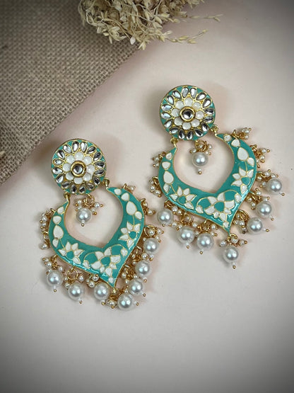 Khwaab Kundan Meenakari Chandbali Earrings DB-CB15602Z