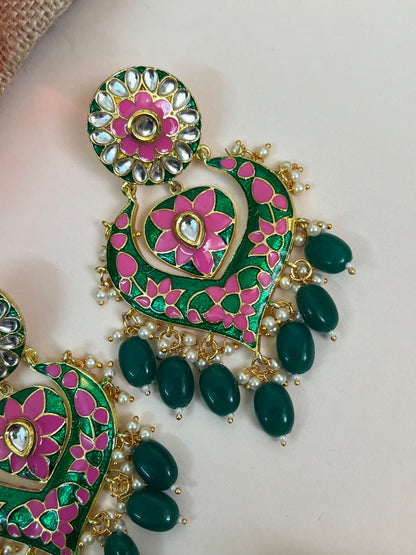 Khwaab Kundan Meenakari Chandbali Earrings DB-CB15602Z