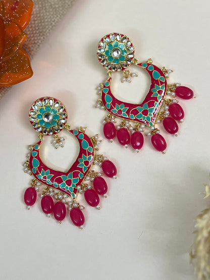 Khwaab Kundan Meenakari Chandbali Earrings DB-CB15602Z