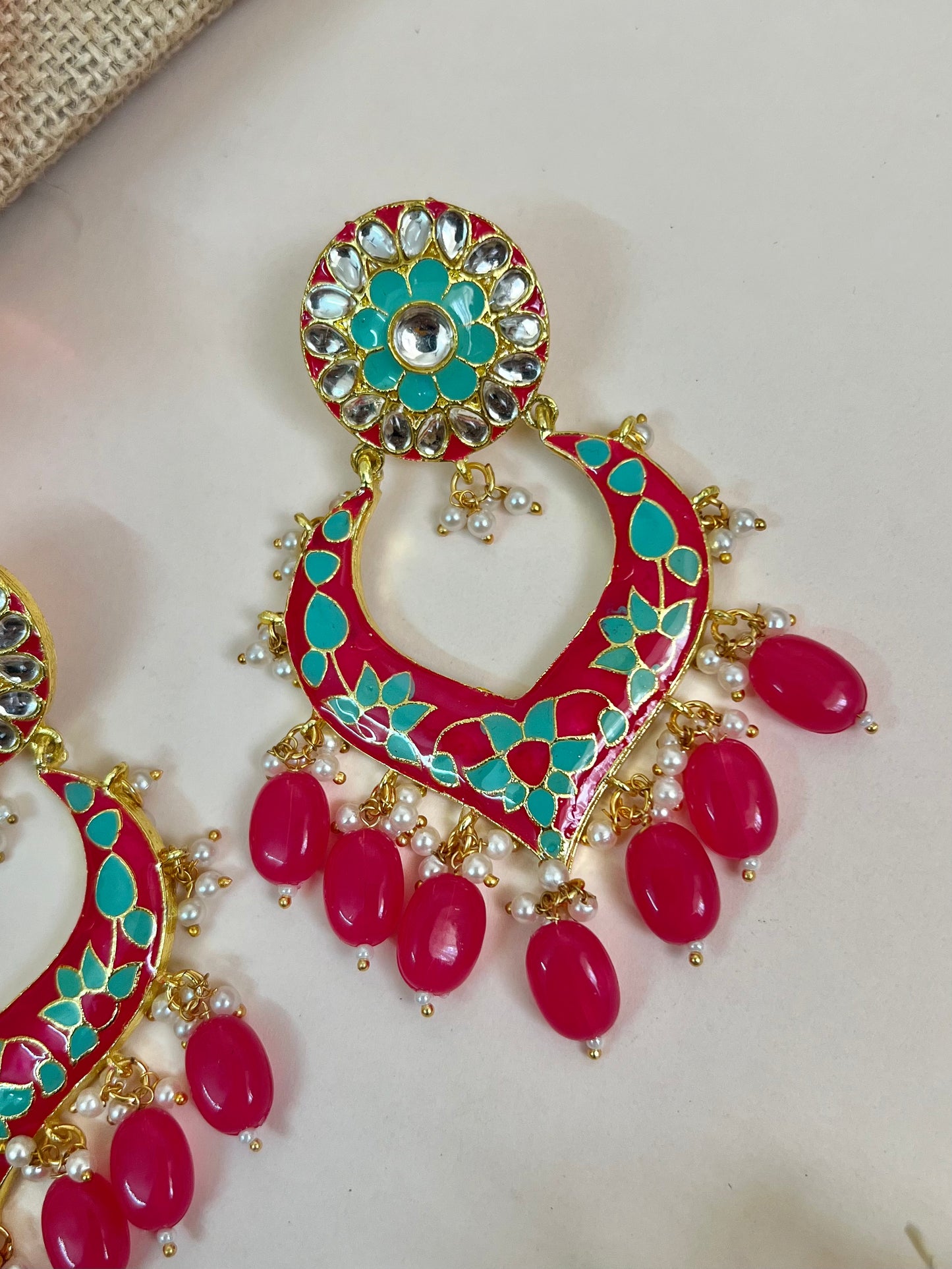 Khwaab Kundan Meenakari Chandbali Earrings DB-CB15602Z