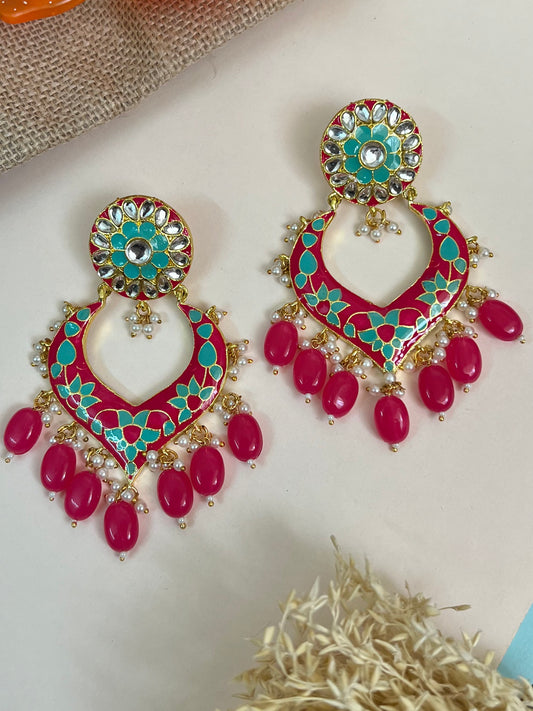 Khwaab Kundan Meenakari Chandbali Earrings DB-CB15602Z