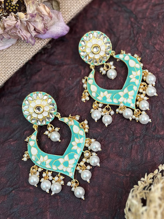 Khwaab Kundan Meenakari Chandbali Earrings DB-CB15602Z