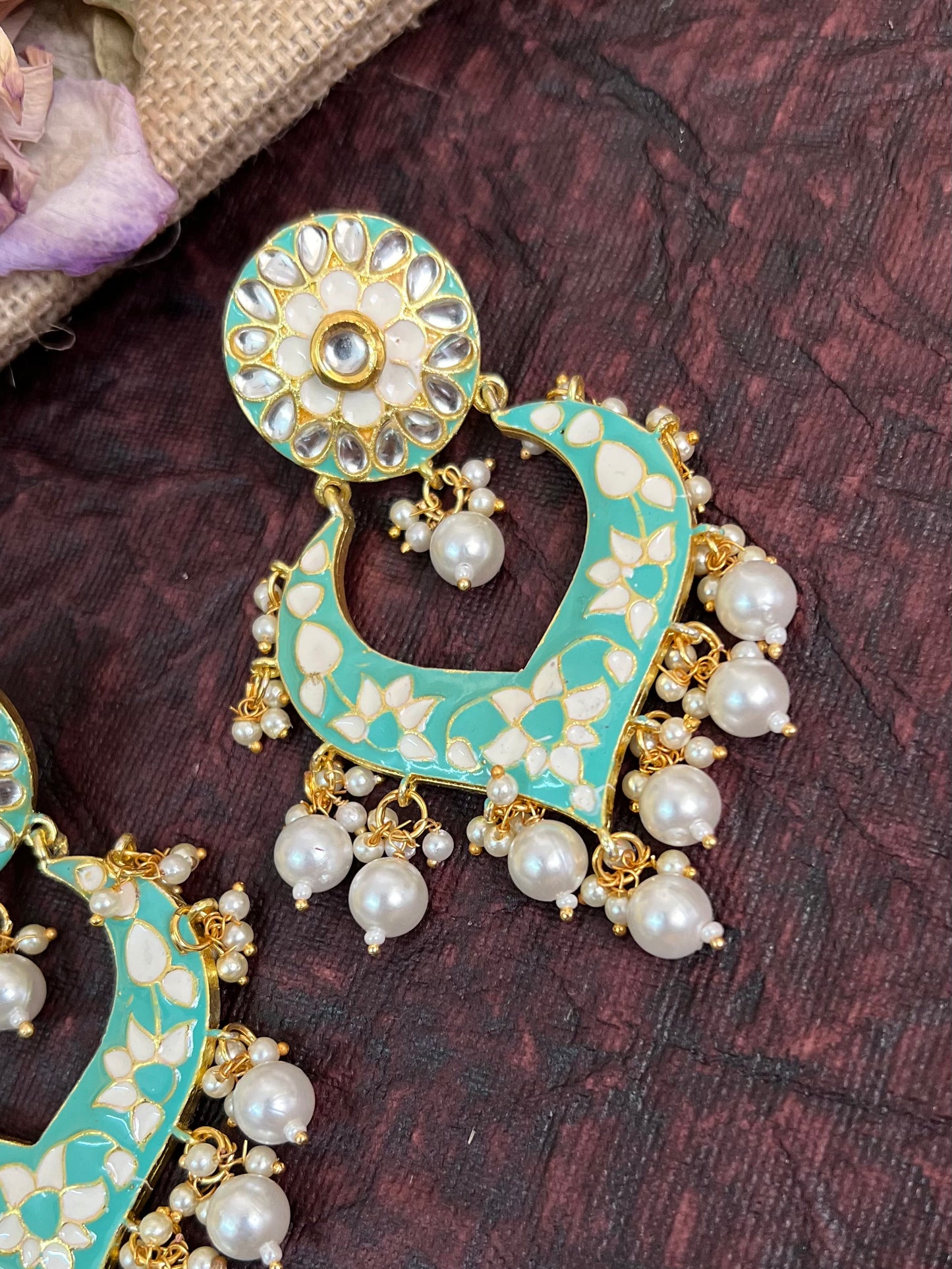 Khwaab Kundan Meenakari Chandbali Earrings DB-CB15602Z