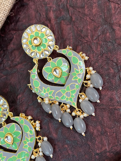 Khwaab Kundan Meenakari Chandbali Earrings DB-CB15602Z