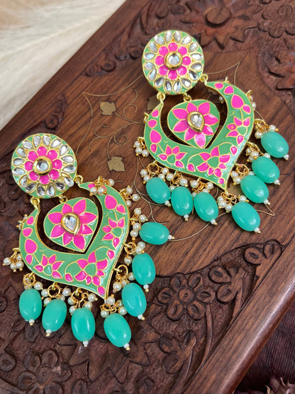 Khwaab Kundan Meenakari Chandbali Earrings DB-CB15602Z