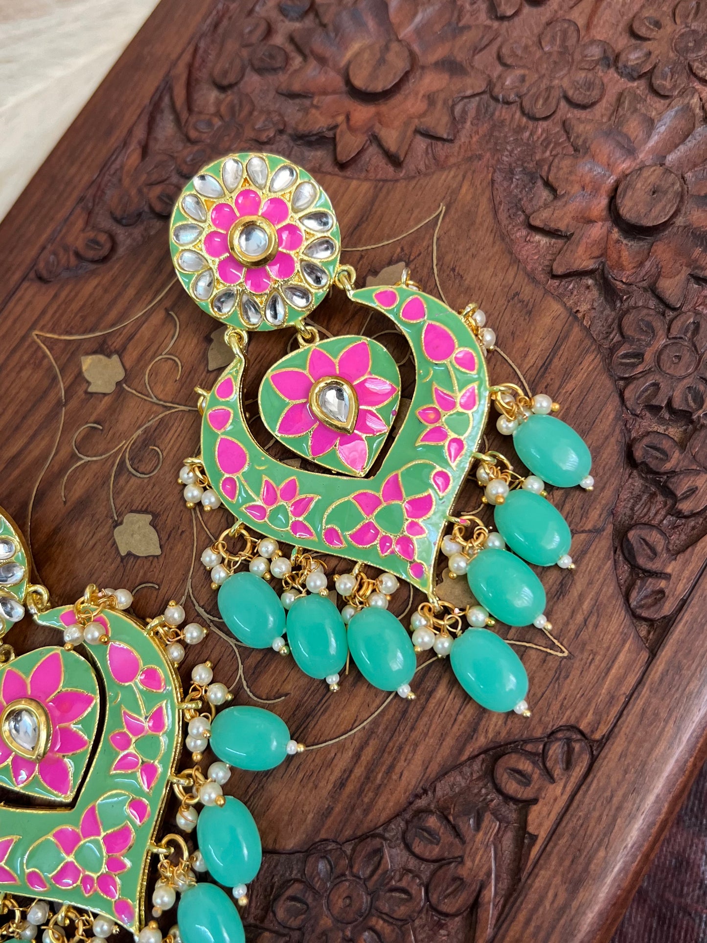 Khwaab Kundan Meenakari Chandbali Earrings DB-CB15602Z