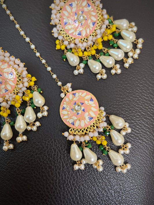 Meera Meenakari Earrings with Mangtika DB-GP13600Z