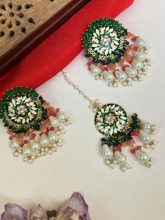 Meera Meenakari Earrings with Mangtika DB-GP13600Z