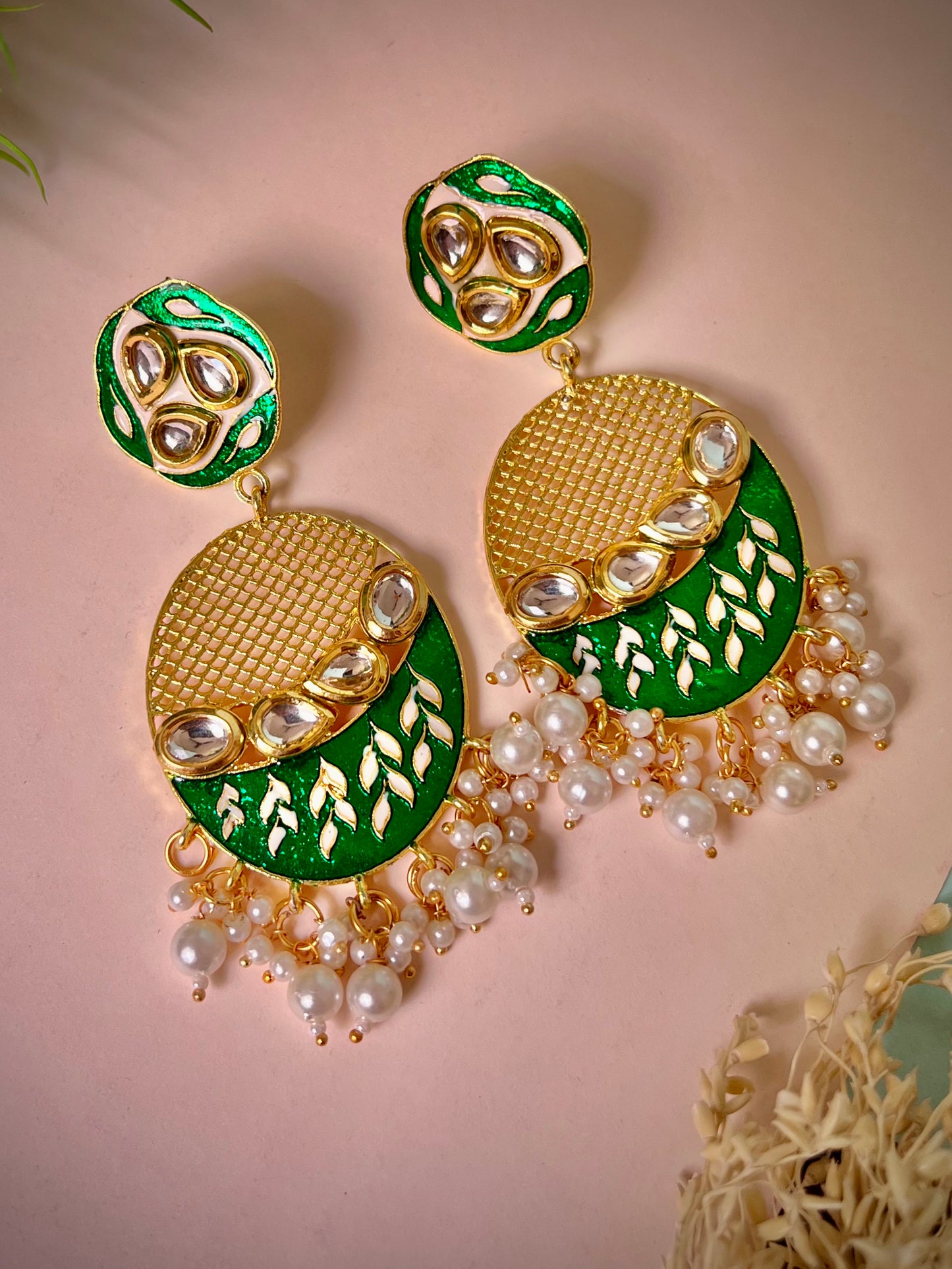 Ruhi Kundan Meenakari Jaal Earrings DB-GP13802Z