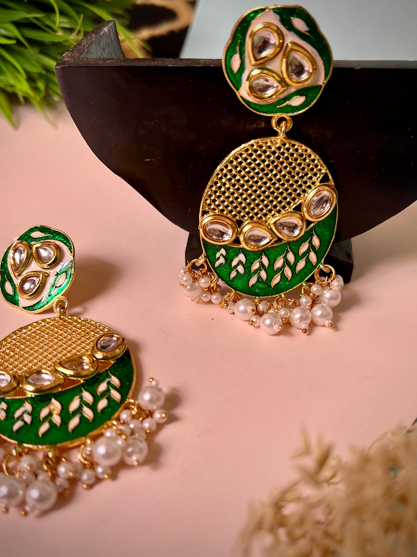 Ruhi Kundan Meenakari Jaal Earrings DB-GP13802Z