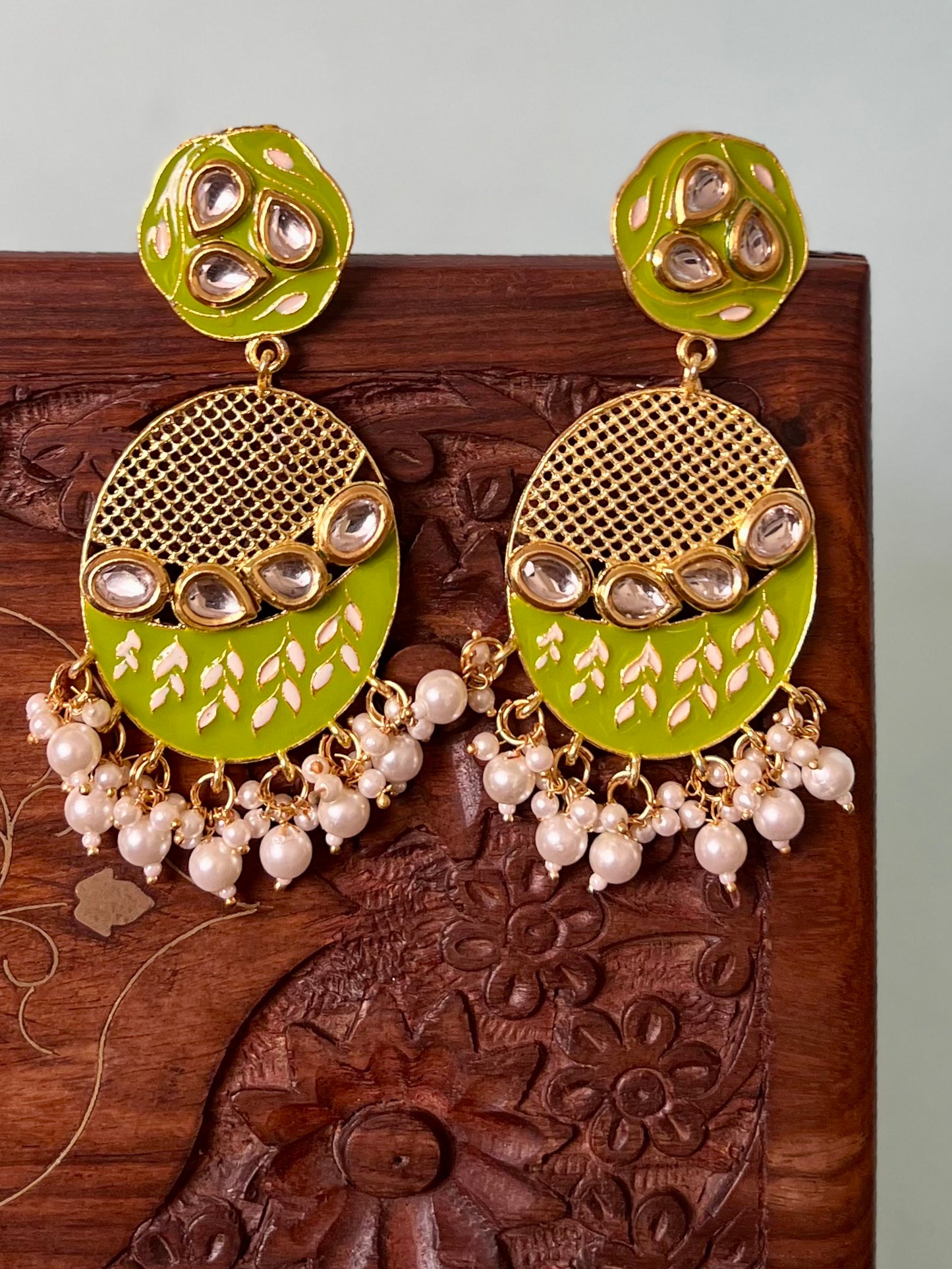 Ruhi Kundan Meenakari Jaal Earrings DB-GP13802Z