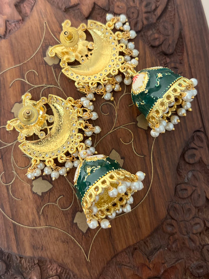 Zevar Meenakari Green Jhumka DB-GP1380Z