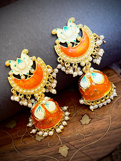 Zevar Meenakari Orange Jhumka DB-GP1380Z