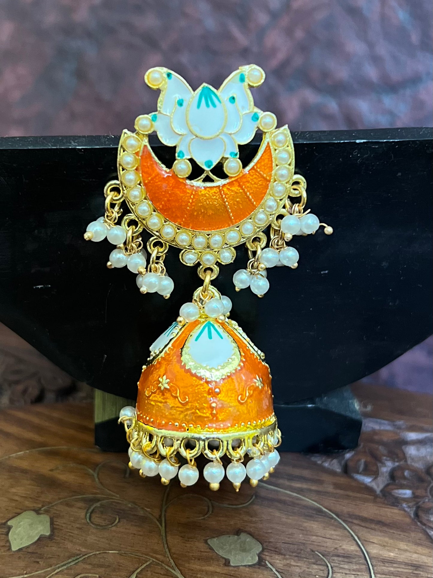 Zevar Meenakari Orange Jhumka DB-GP1380Z