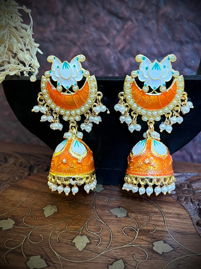 Zevar Meenakari Orange Jhumka DB-GP1380Z