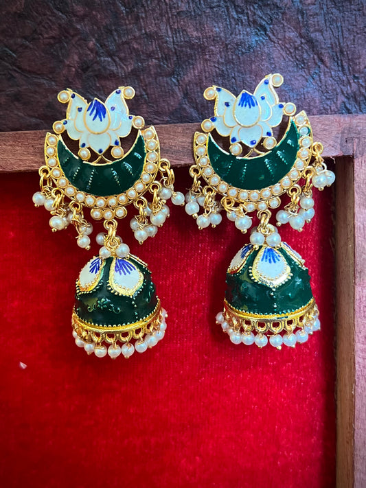 Zevar Meenakari Green Jhumka DB-GP1380Z