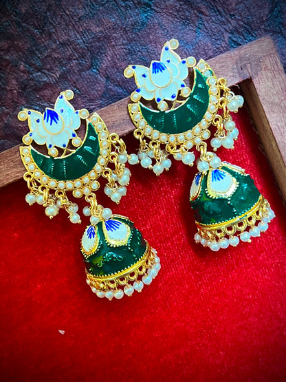 Zevar Meenakari Green Jhumka DB-GP1380Z