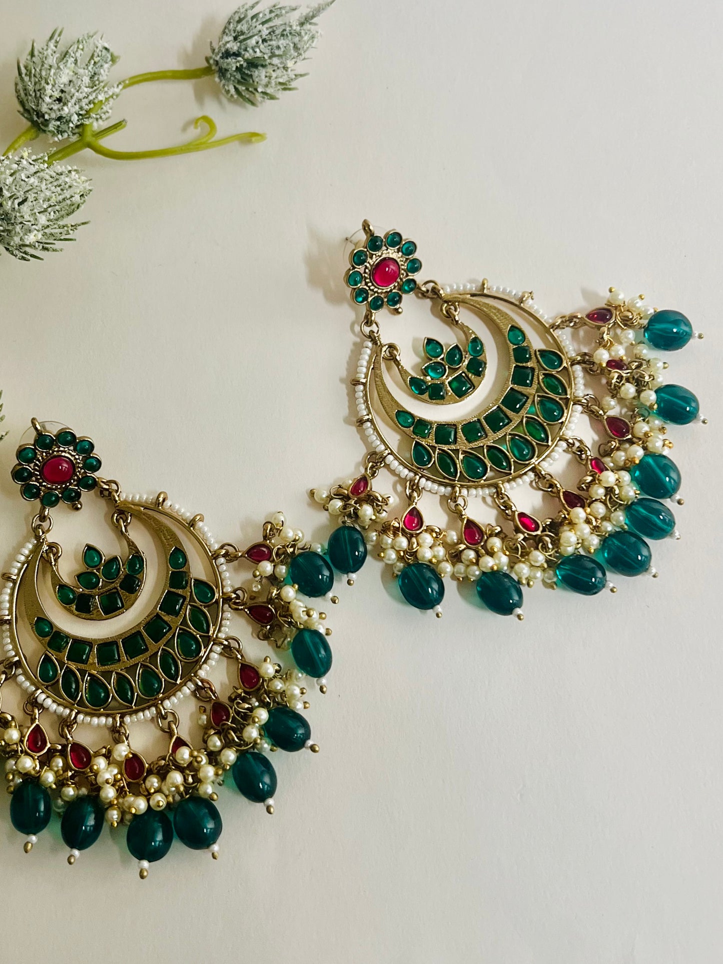 Mehar Green Chandbali Earrings DB-GP11000Z