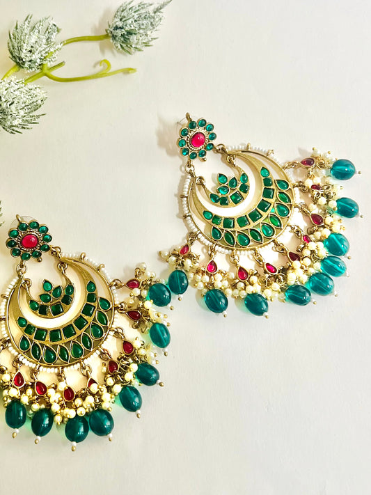 Mehar Green Chandbali Earrings DB-GP11000Z