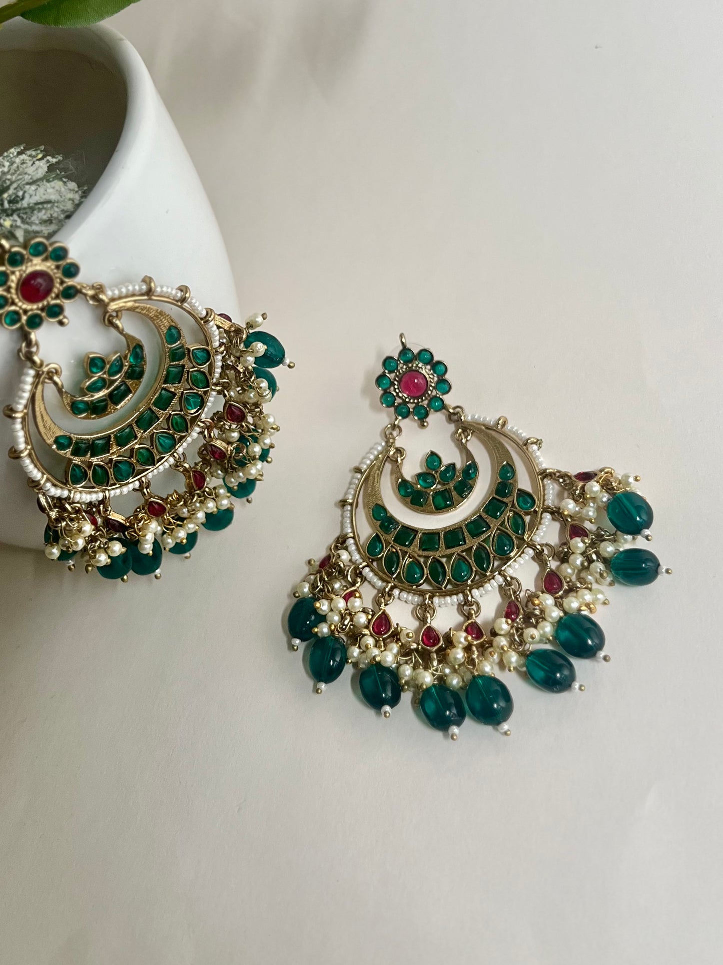 Mehar Green Chandbali Earrings DB-GP11000Z