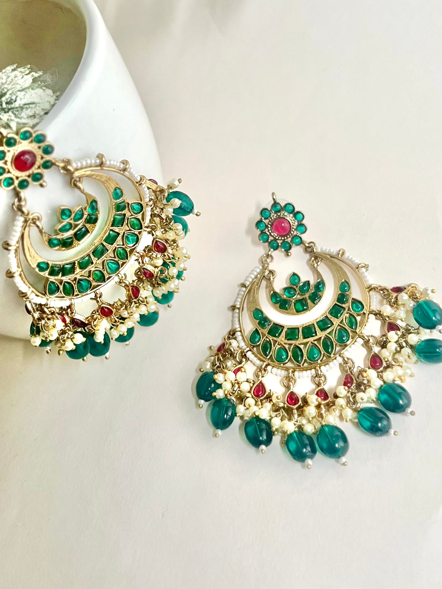 Mehar Green Chandbali Earrings DB-GP11000Z