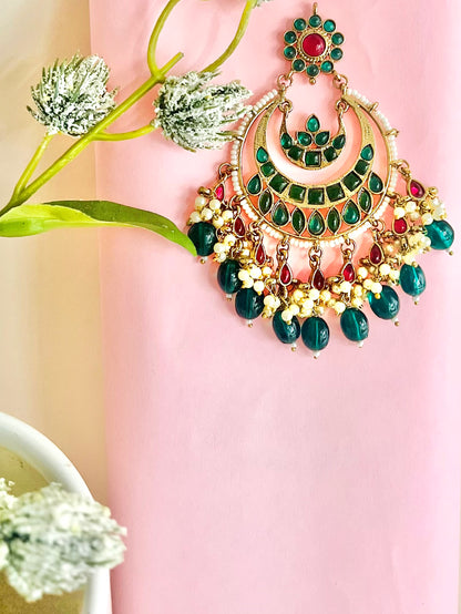 Mehar Green Chandbali Earrings DB-GP11000Z