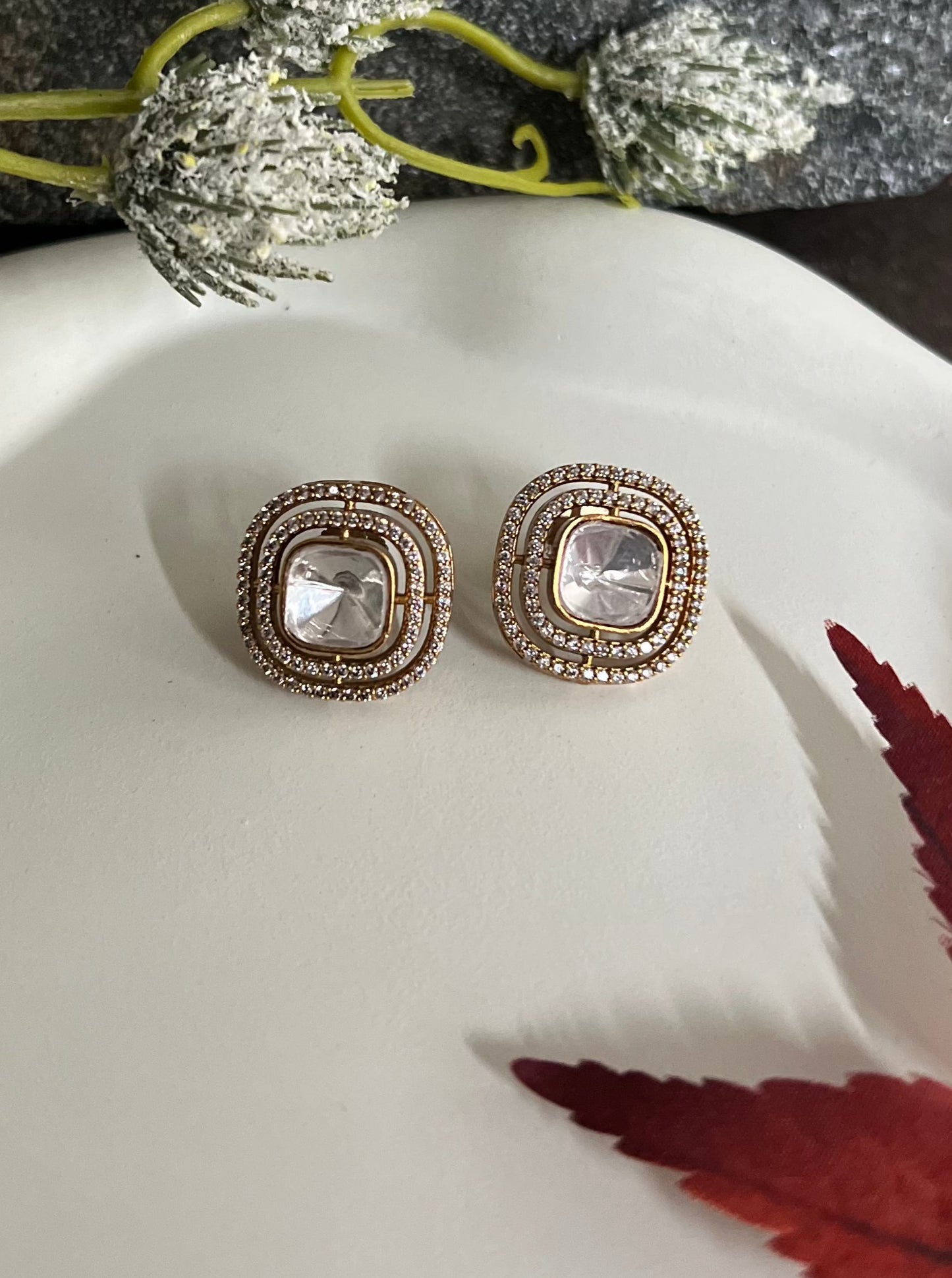 MOISSANITE KUNDAN BIG STUDS DB-GP1650Z2