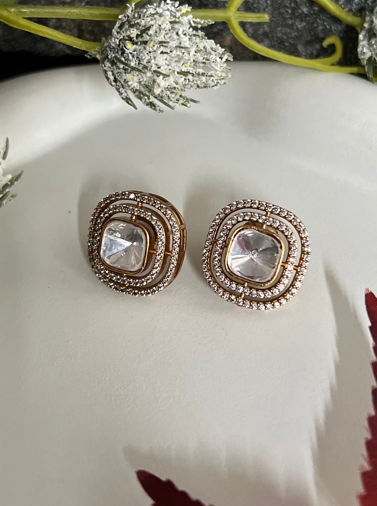 MOISSANITE KUNDAN BIG STUDS DB-GP1650Z2