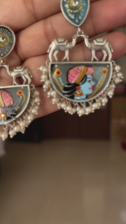 Tanjore Artwork Hand painted Raja Earrings DB-SR10007