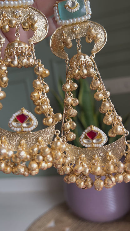Aadya Pachi Kundan Statement Earrings DB-GP19000Z2